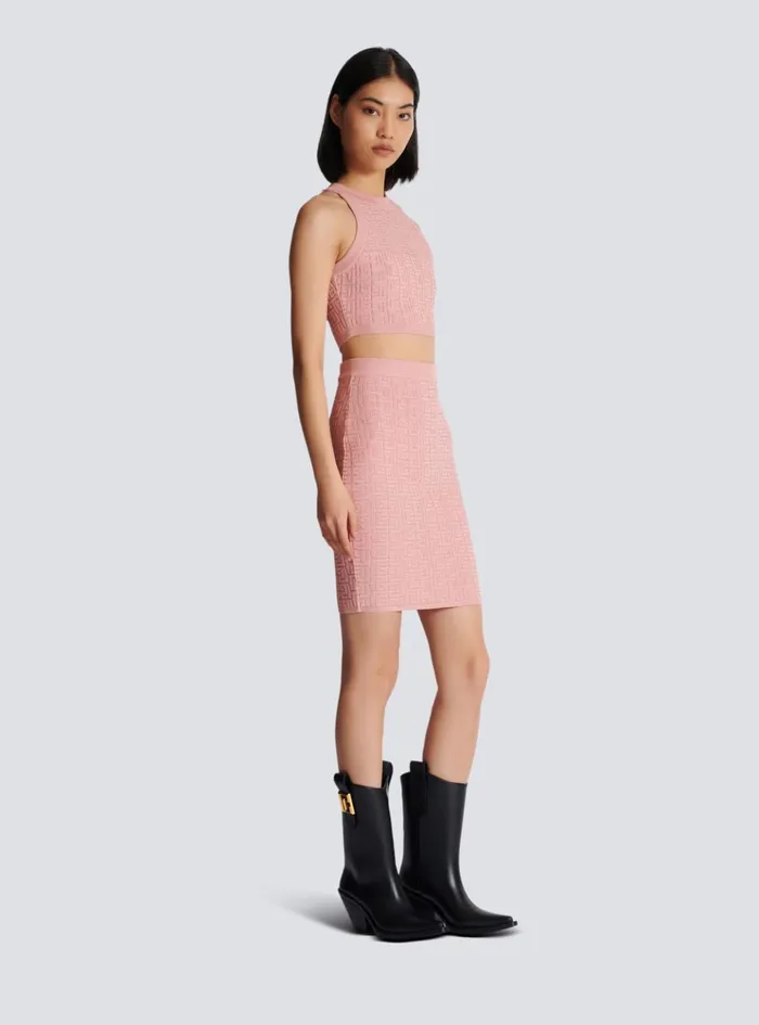 PB Labyrinth Knit Top Pink Women Balmain Tops And Shirts