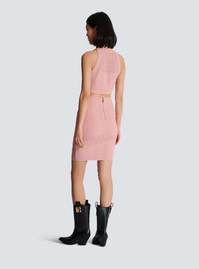 PB Labyrinth Knit Top Pink Women Balmain Tops And Shirts