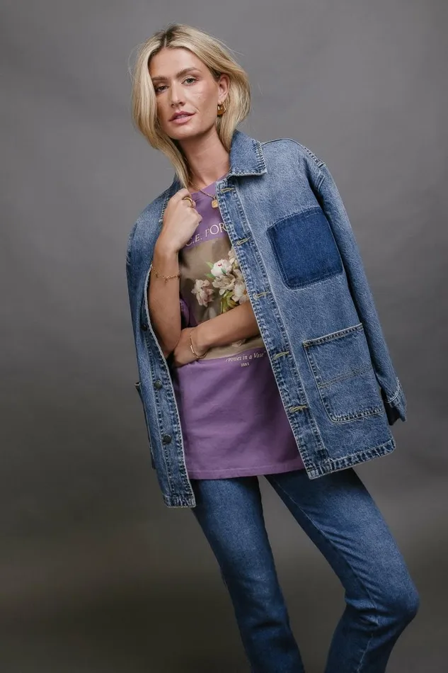 Peonies In A Vase Graphic Tee Purple Women Bohme Tees and Tanks