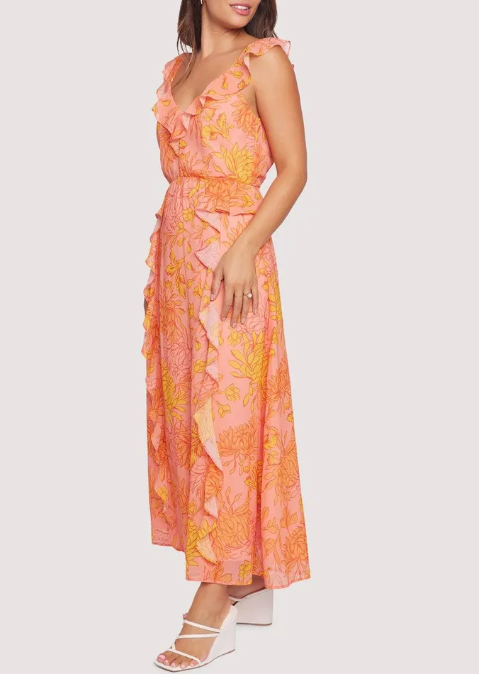 Peony Delight Maxi Dress Orangefloral Women Lost Wander Dresses