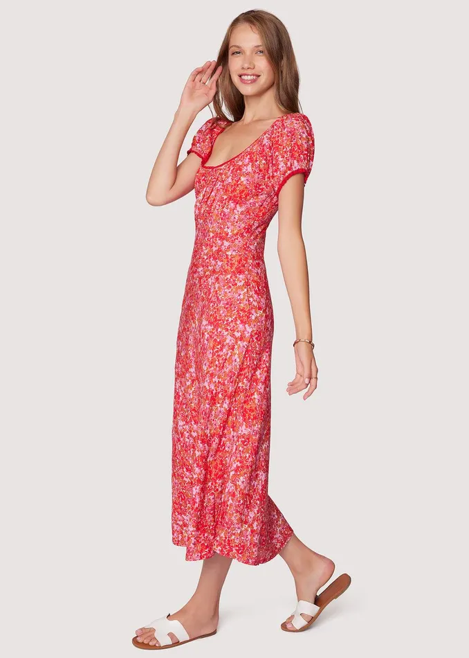 Petal Patch Midi Dress Pinkfloral Women Lost Wander Dresses
