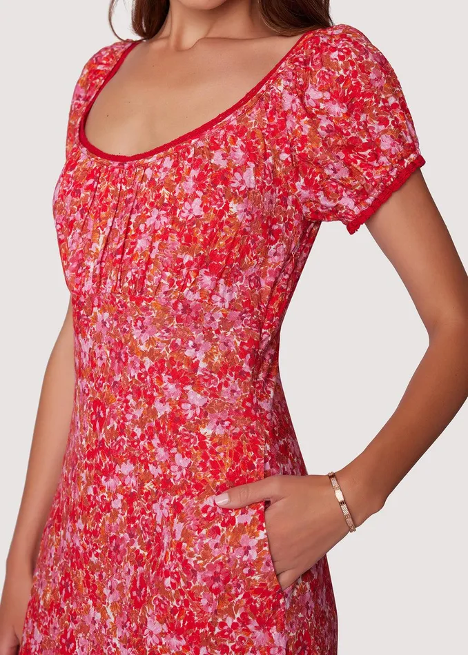 Petal Patch Midi Dress Pinkfloral Women Lost Wander Dresses