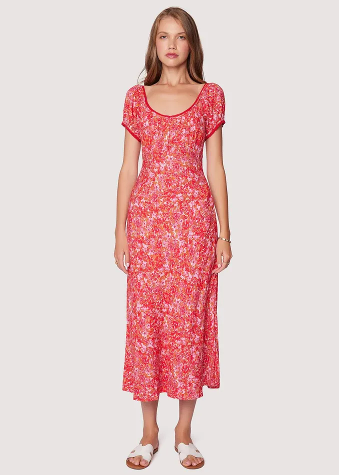 Petal Patch Midi Dress Pinkfloral Women Lost Wander Dresses