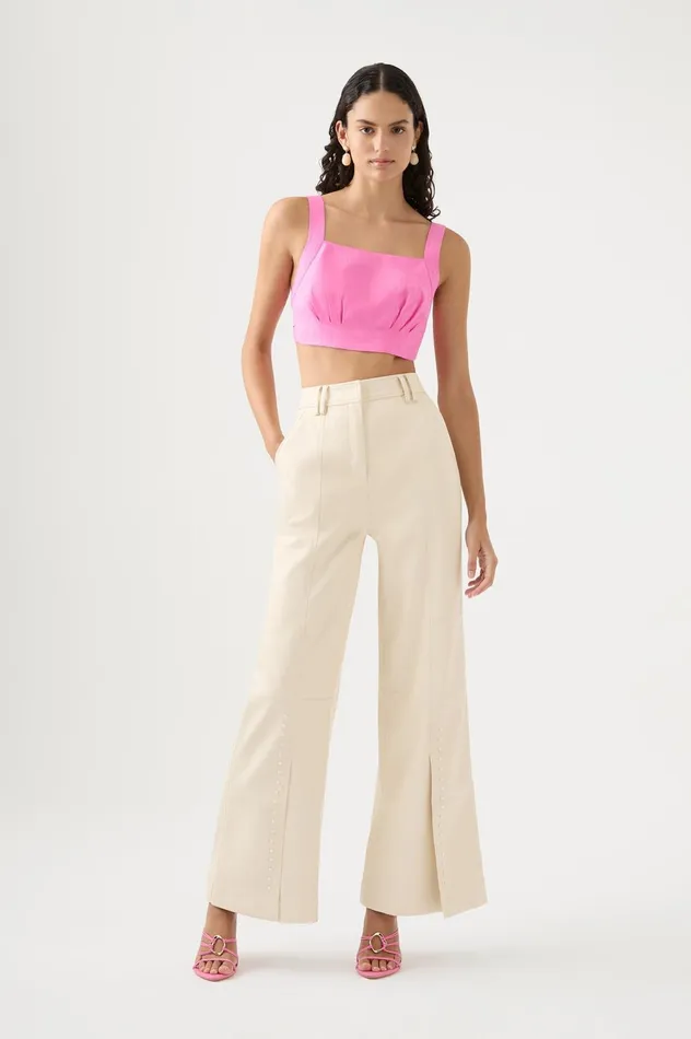 Phoebe Wide Leg Pant Sandstone Beige Women Aje Pants