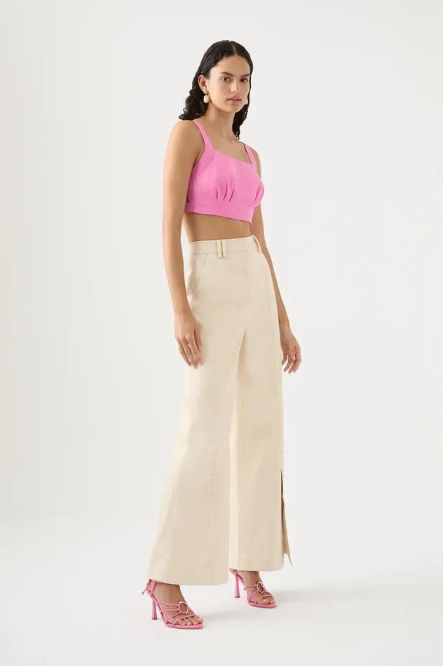 Phoebe Wide Leg Pant Sandstone Beige Women Aje Pants