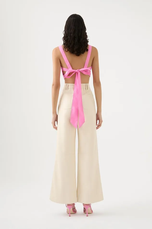 Phoebe Wide Leg Pant Sandstone Beige Women Aje Pants