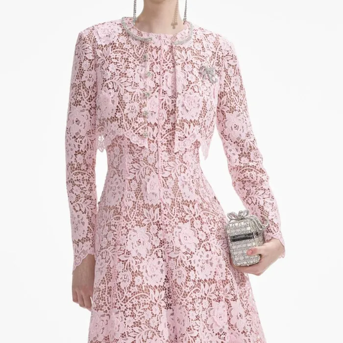 Pink Flower Lace Jacket Women Self Portrait Tops Pink Flower Lace Jacket Women Self Portrait Tops