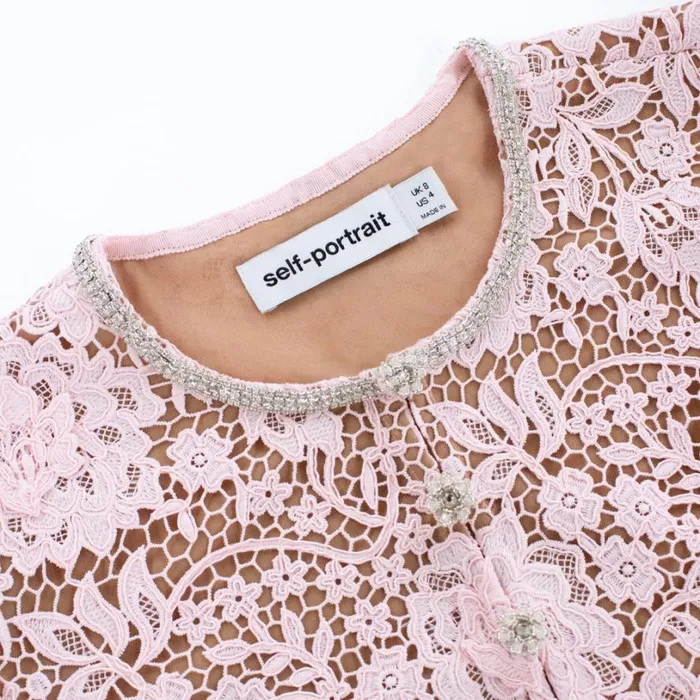 Pink Flower Lace Jacket Women Self Portrait Tops Pink Flower Lace Jacket Women Self Portrait Tops