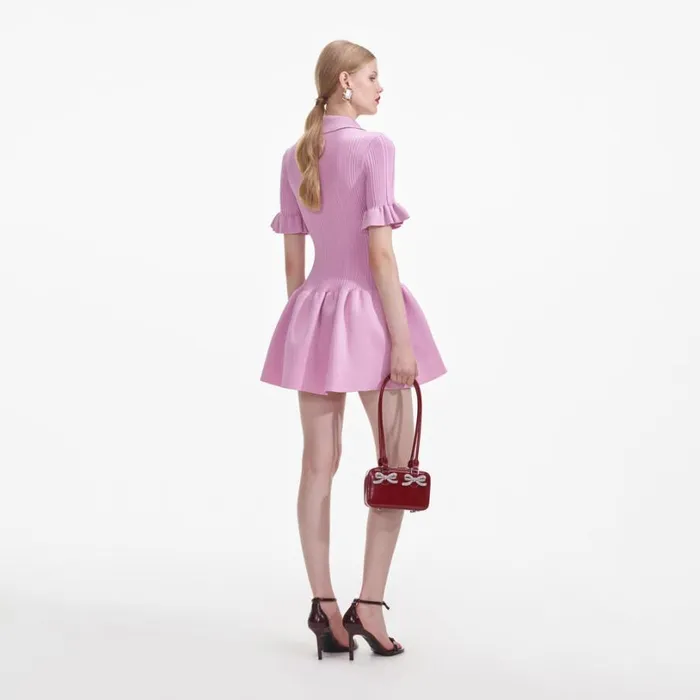 Pink Viscose Rib Mini Dress Women Self Portrait Dresses Pink Viscose Rib Mini Dress Women Self Portrait Dresses