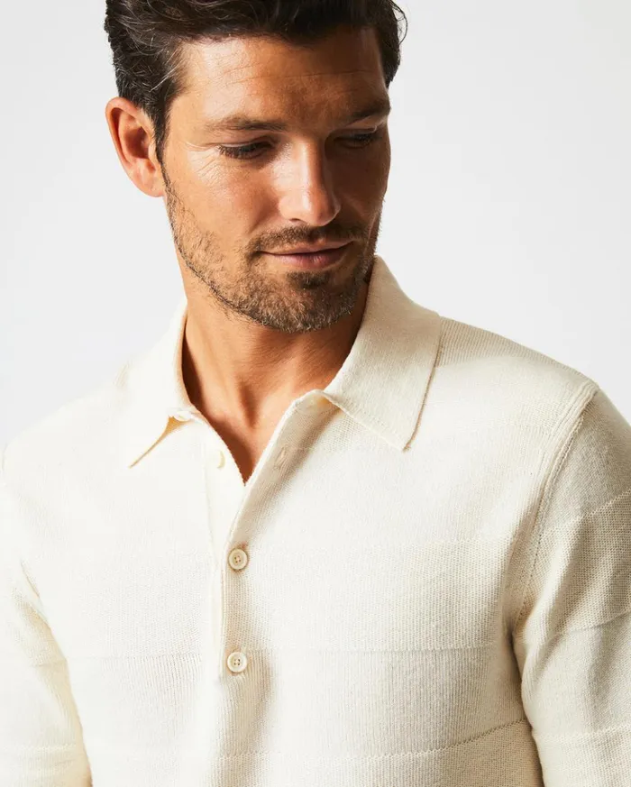 Polos Tees and Henleys Men Billy Reid American Rugby Sweater Polo Tinted White