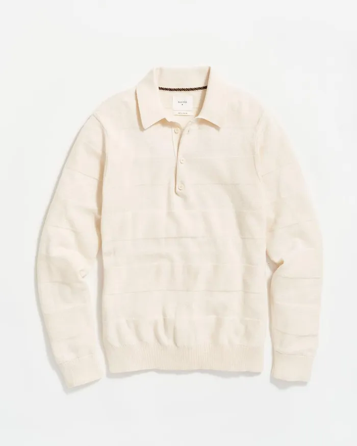Polos Tees and Henleys Men Billy Reid American Rugby Sweater Polo Tinted White