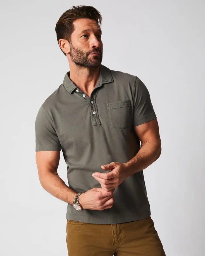 Polos Tees and Henleys Men Billy Reid Pensacola Polo Washed Grey