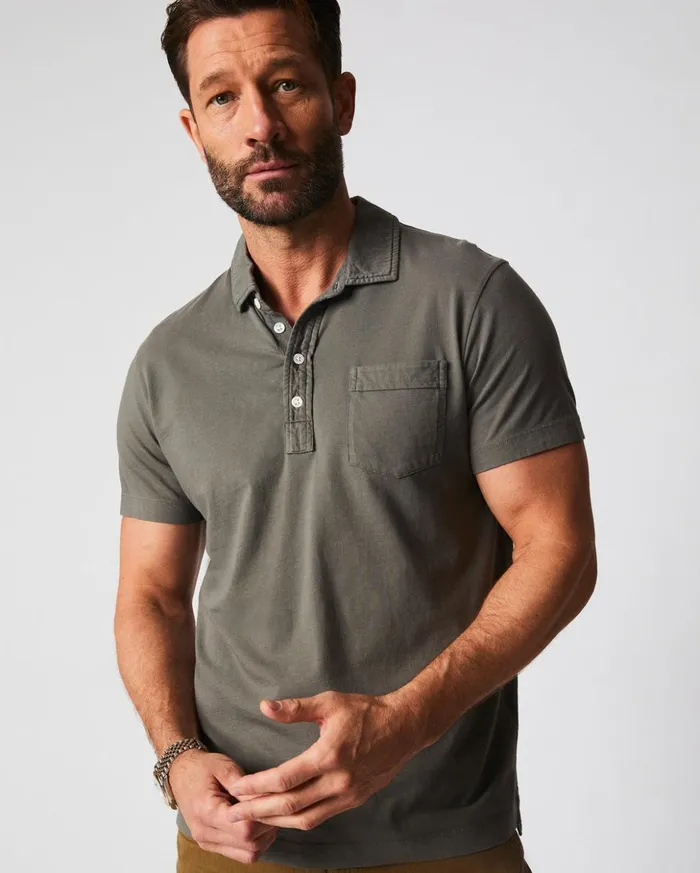 Polos Tees and Henleys Men Billy Reid Pensacola Polo Washed Grey