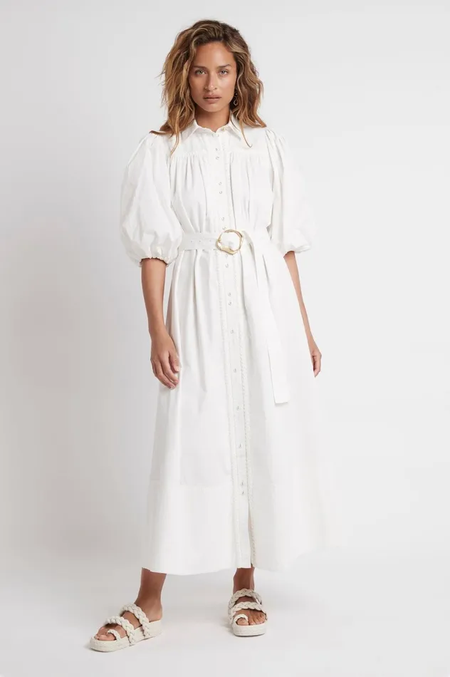 Promenade Braided Chunky Slide White Women Aje Shoes