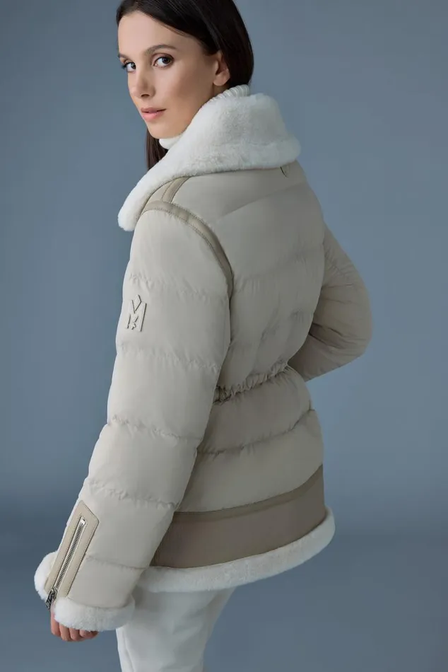 Puffers Women Mackage VANNA Mixedmedia Shearling Down Jacket Black