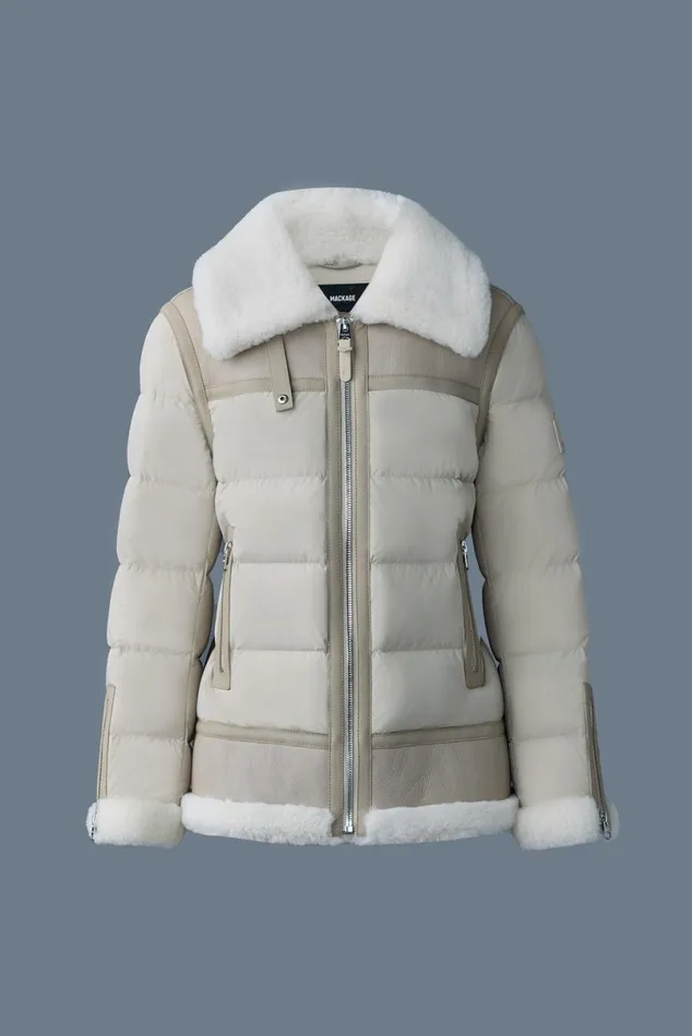 Puffers Women Mackage VANNA Mixedmedia Shearling Down Jacket Black