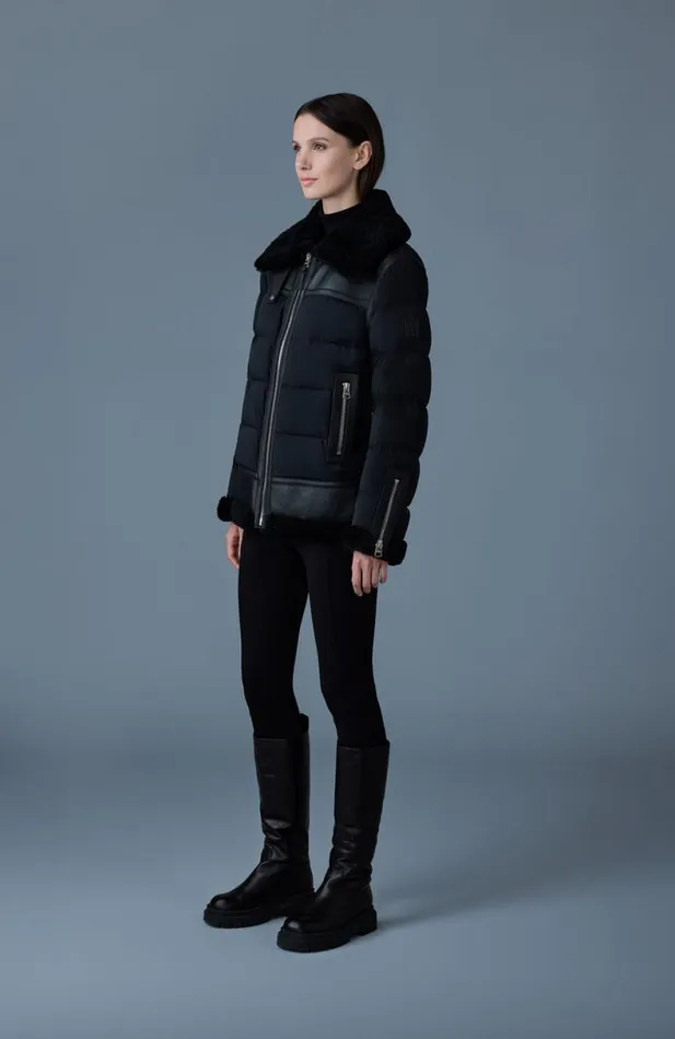 Puffers Women Mackage VANNA Mixedmedia Shearling Down Jacket Black