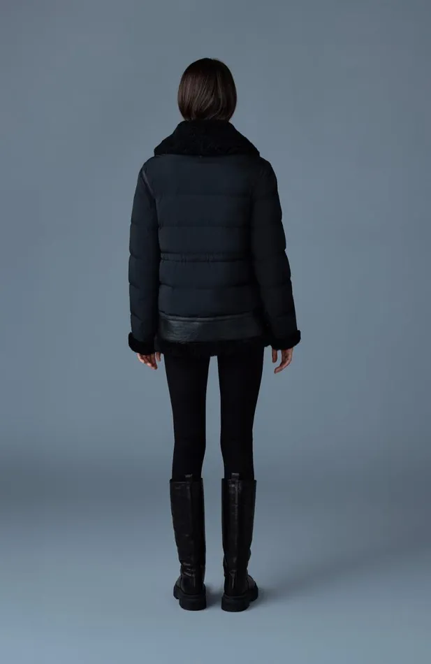 Puffers Women Mackage VANNA Mixedmedia Shearling Down Jacket Black