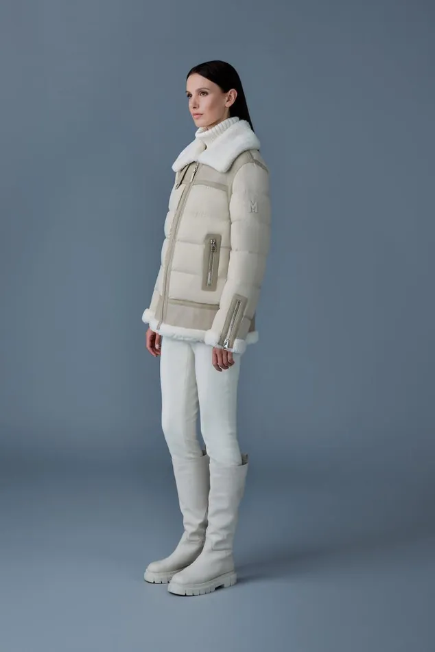 Puffers Women Mackage VANNA Mixedmedia Shearling Down Jacket Black