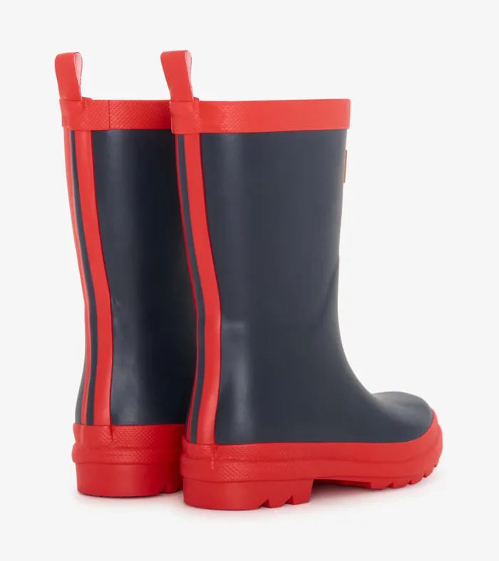 Rainwear GirlsBoysBaby and Toddler Hatley Navy and Red Matte Rain Boots