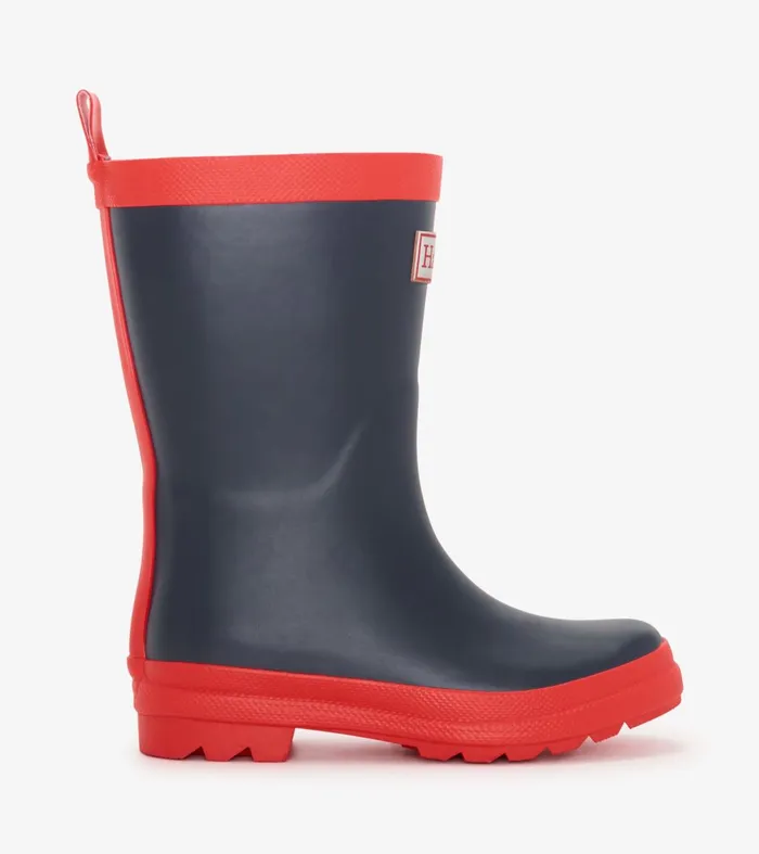Rainwear GirlsBoysBaby and Toddler Hatley Navy and Red Matte Rain Boots
