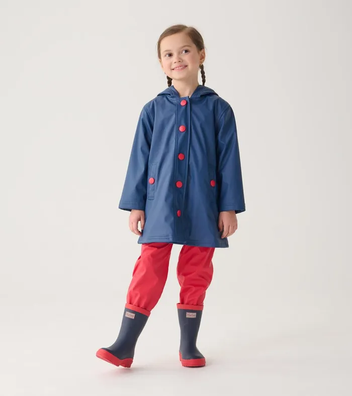 Rainwear GirlsBoysBaby and Toddler Hatley Navy and Red Matte Rain Boots