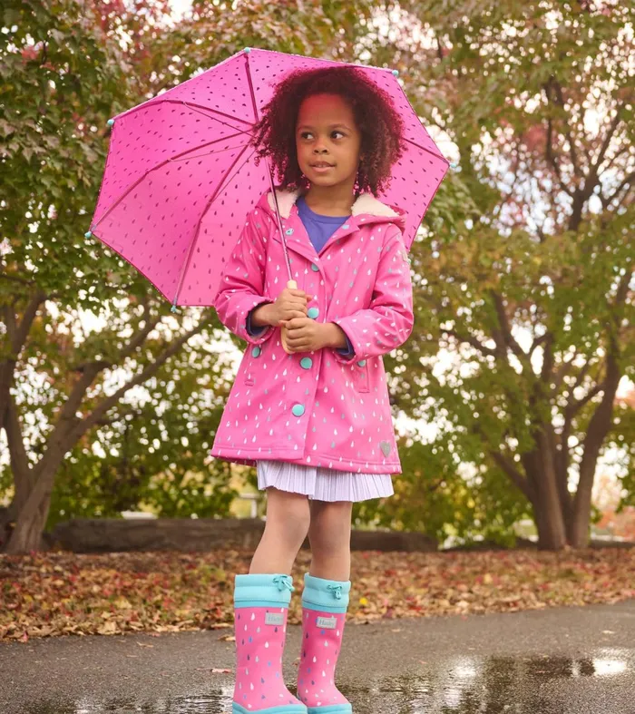 Rainwear Girls Hatley Girls Tiny Drops Sherpa Lined Rain Boots