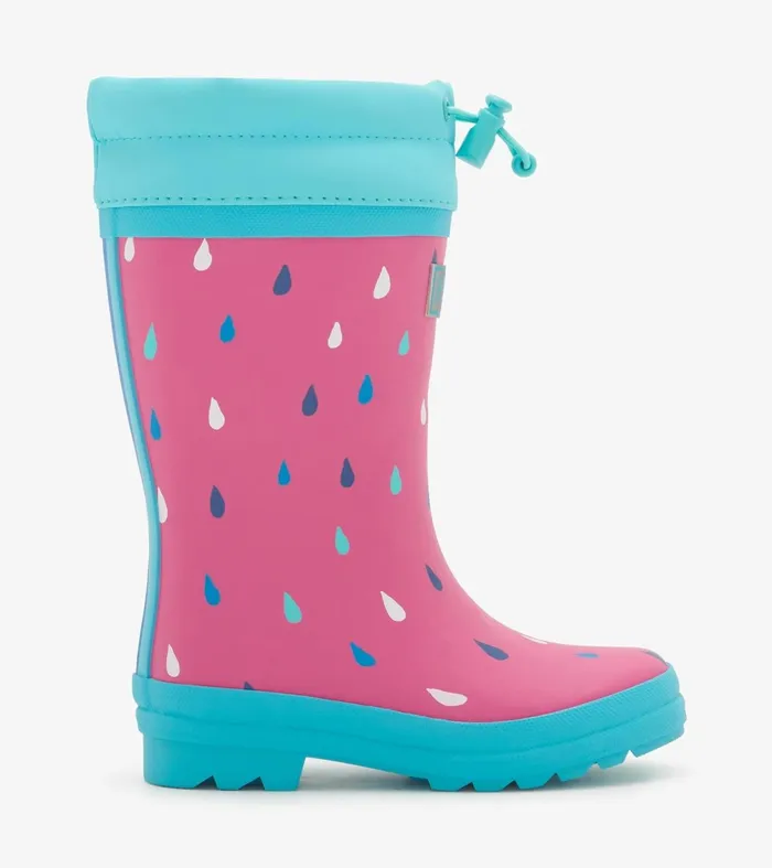 Rainwear Girls Hatley Girls Tiny Drops Sherpa Lined Rain Boots