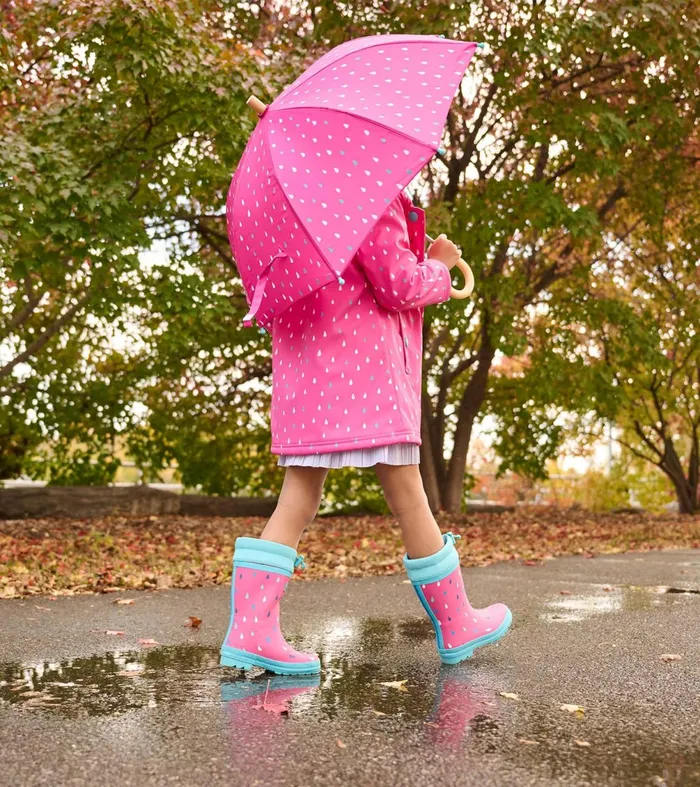 Rainwear Girls Hatley Girls Tiny Drops Sherpa Lined Rain Boots