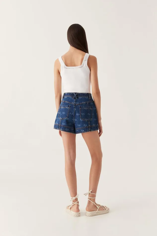 Ratio Logo Denim Shorts Logo Wash Women Aje Shorts