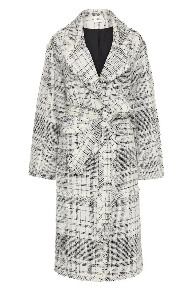 Rebellion Coat Black White Check Women Aje Blazers Jackets 038 Coats