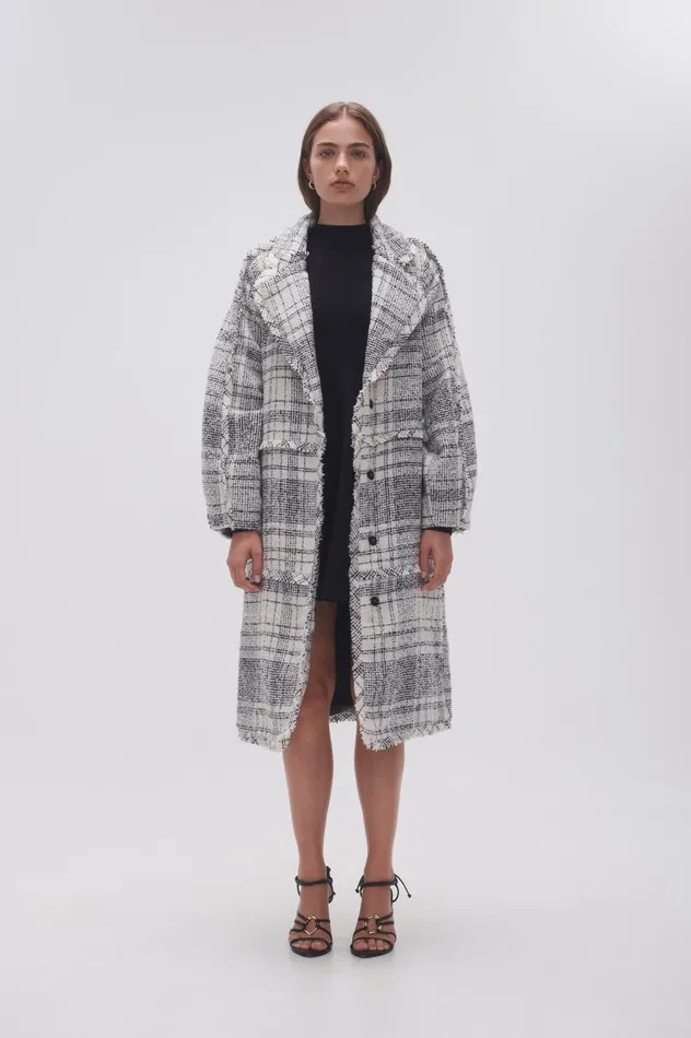 Rebellion Coat Black White Check Women Aje Blazers Jackets 038 Coats