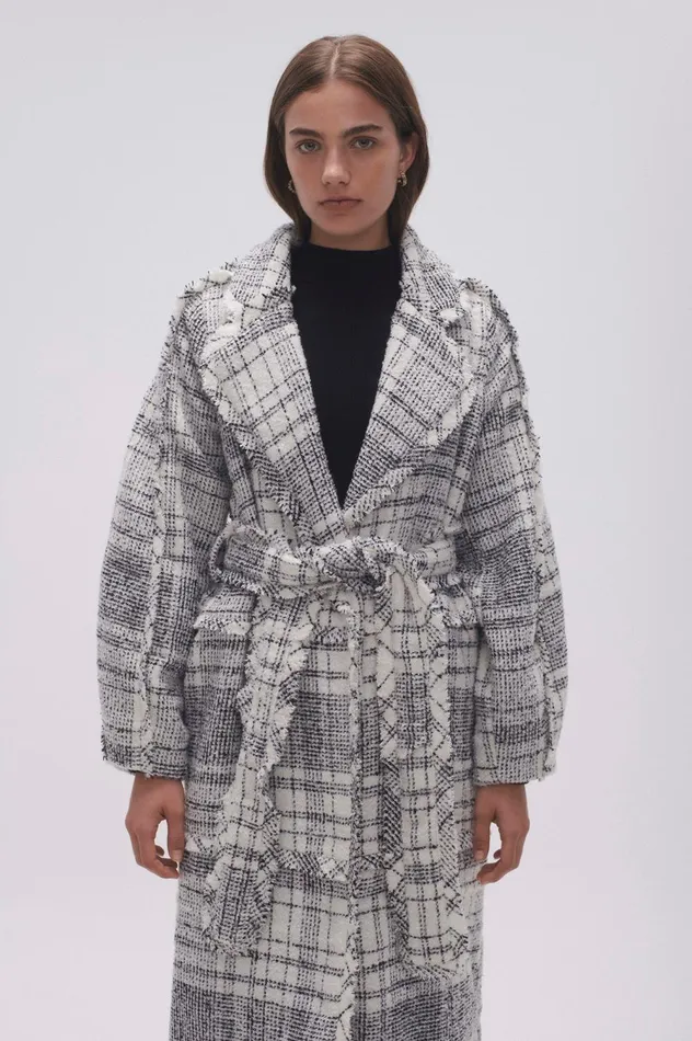 Rebellion Coat Black White Check Women Aje Blazers Jackets 038 Coats