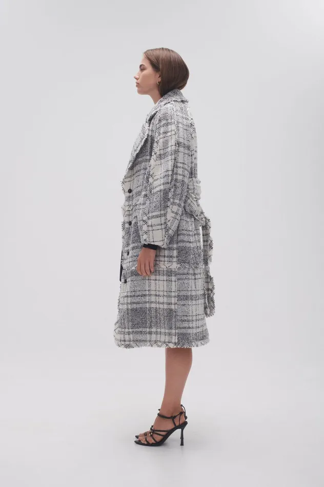 Rebellion Coat Black White Check Women Aje Blazers Jackets 038 Coats