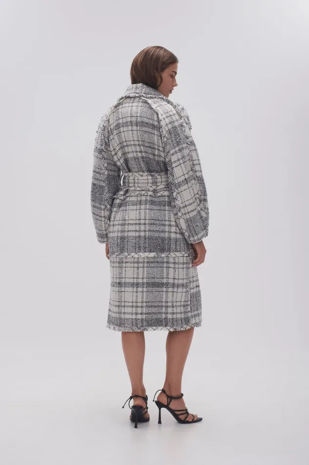 Rebellion Coat Black White Check Women Aje Blazers Jackets 038 Coats