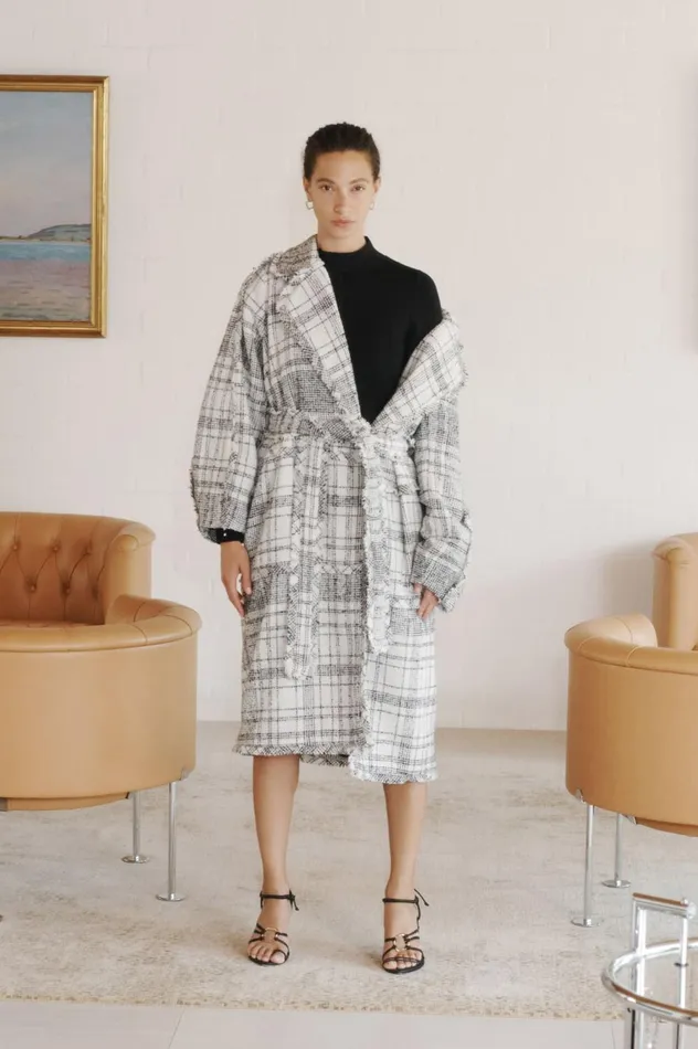 Rebellion Coat Black White Check Women Aje Blazers Jackets 038 Coats