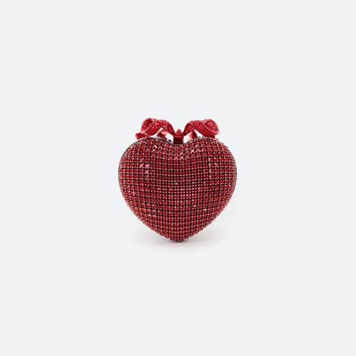 Red Crystal Heart Clutch Women Self Portrait Clutch Bags Red Crystal Heart Clutch Women Self Portrait Clutch Bags