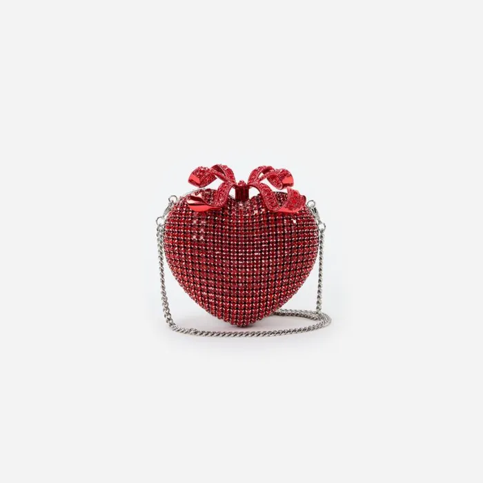 Red Crystal Heart Clutch Women Self Portrait Clutch Bags Red Crystal Heart Clutch Women Self Portrait Clutch Bags