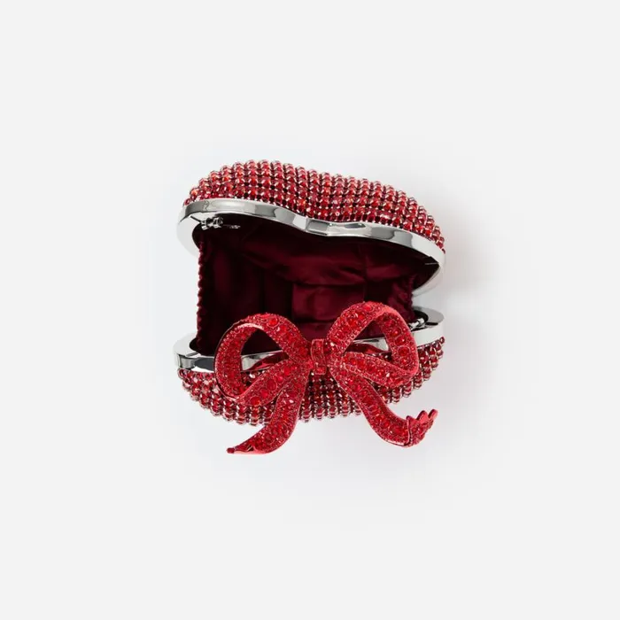 Red Crystal Heart Clutch Women Self Portrait Clutch Bags Red Crystal Heart Clutch Women Self Portrait Clutch Bags