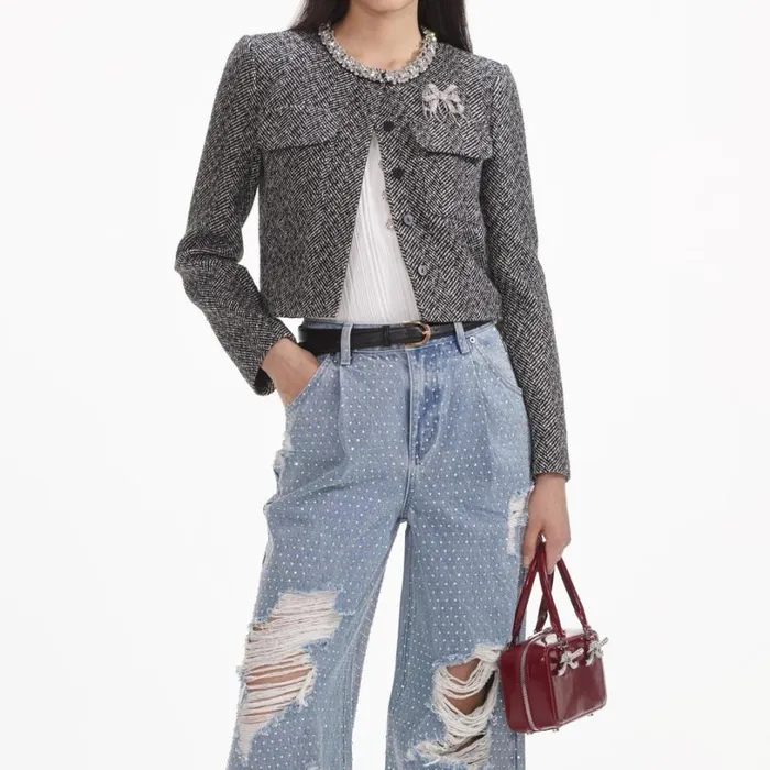 Rhinestone Ombre Distressed Jeans Women Self Portrait Denim Rhinestone Ombre Distressed Jeans Women Self Portrait Denim