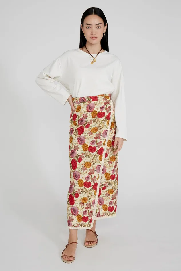Rika Wrap Skirt Marigold Women Chan Luu Bottoms