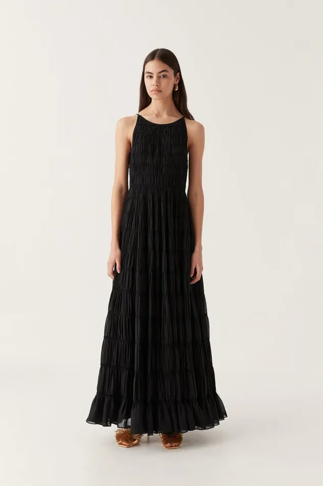 Rosewood Ruched Maxi Dress Black Women Aje Maxi Dresses