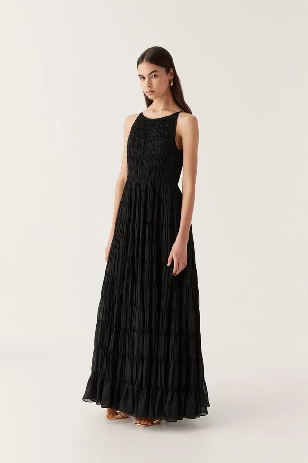 Rosewood Ruched Maxi Dress Black Women Aje Maxi Dresses