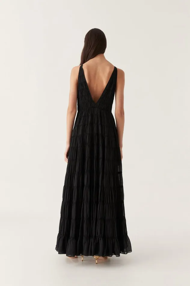 Rosewood Ruched Maxi Dress Black Women Aje Maxi Dresses