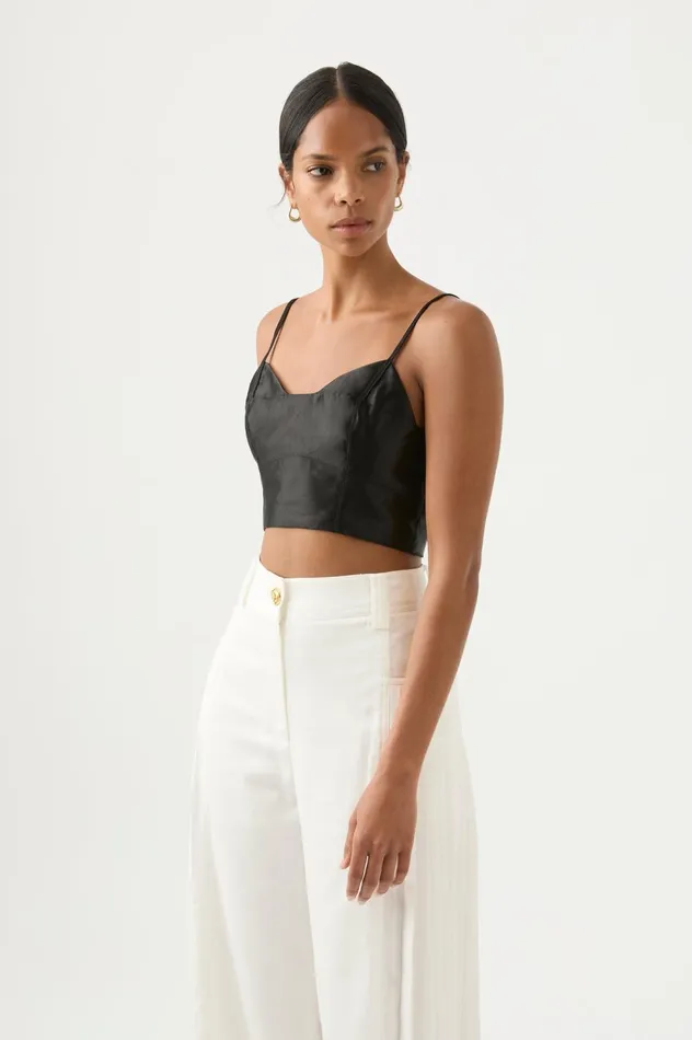 Rowena Panelled Bralette Black Women Aje Tops