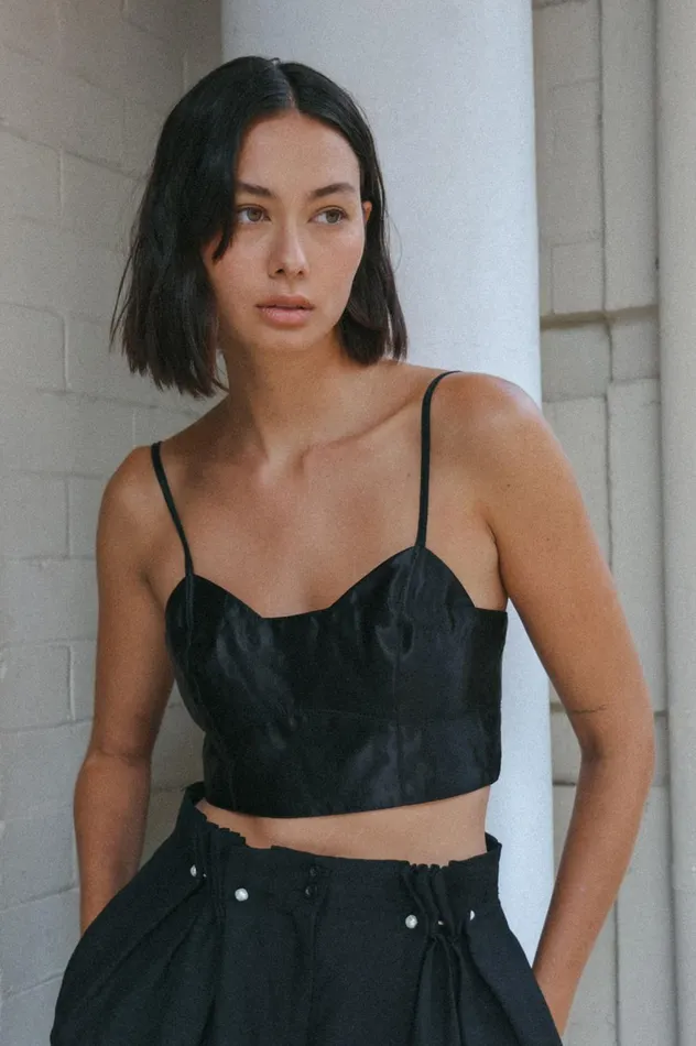 Rowena Panelled Bralette Black Women Aje Tops