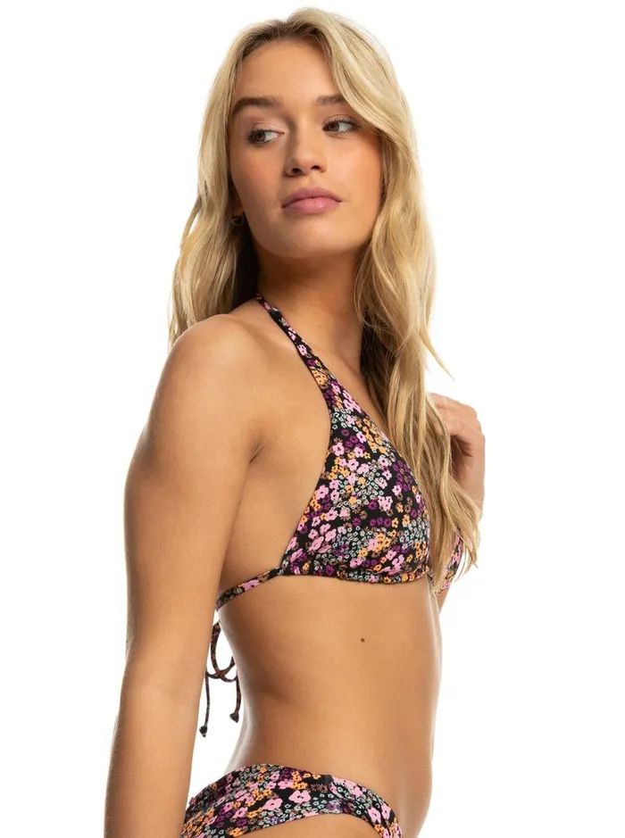Roxy Bikinis Printed Beach Classics Tiki Tri Bikini Top Anthracite Floral Daze 8211 Women