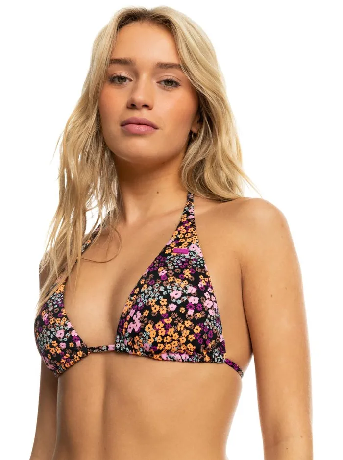 Roxy Bikinis Printed Beach Classics Tiki Tri Bikini Top Anthracite Floral Daze 8211 Women