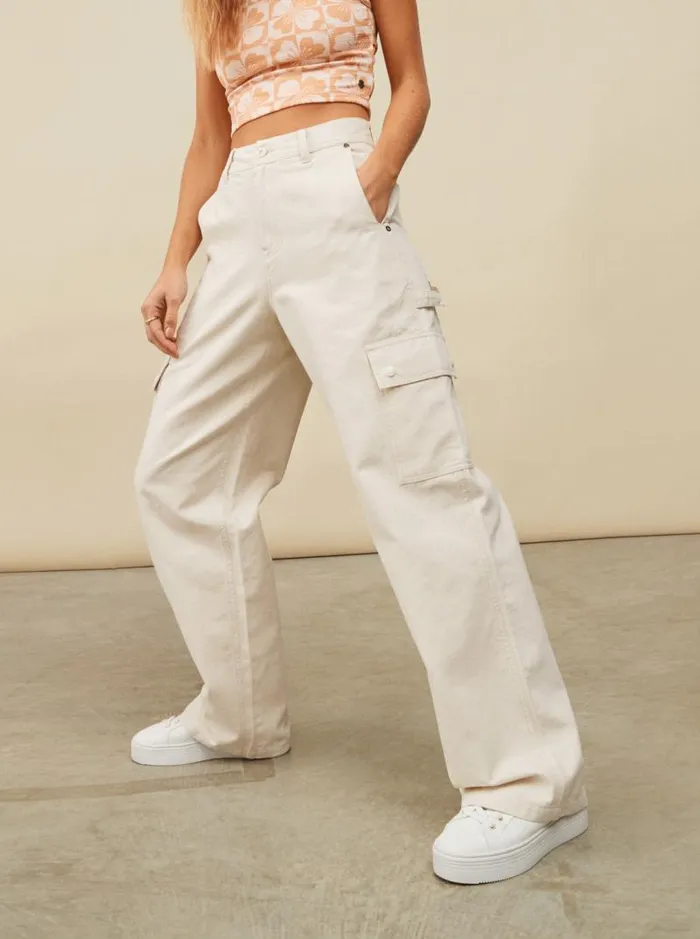 Roxy Pants and Jeans Lefty Cargo Trousers Natural 8211 Women Roxy Pants and Jeans Lefty Cargo Trousers Natural 8211 Women