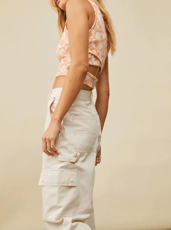 Roxy Pants and Jeans Lefty Cargo Trousers Natural 8211 Women Roxy Pants and Jeans Lefty Cargo Trousers Natural 8211 Women